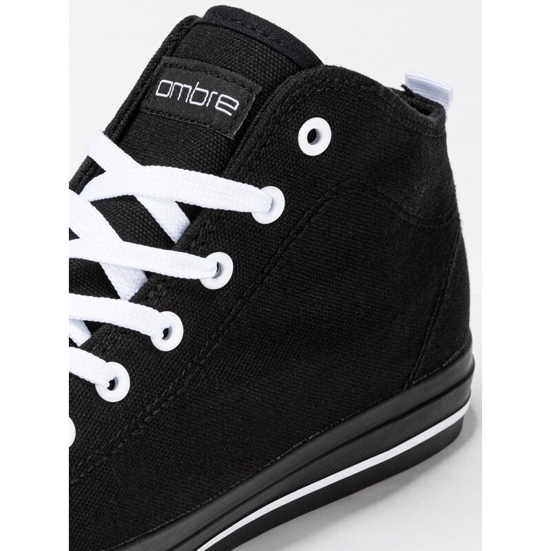 Ombre Pantofi de bărbați pantofi de sport cu elemente contrastante - negru V2 OM-FOTH-0125