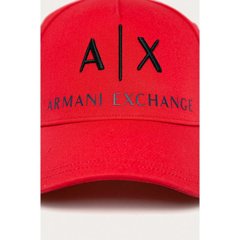 Armani Exchange șapcă culoarea rosu, cu imprimeu