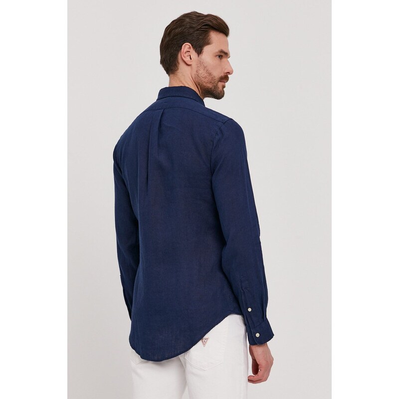 Polo Ralph Lauren cămașă bărbați, culoarea bleumarin, cu guler button-down, slim 710829000000