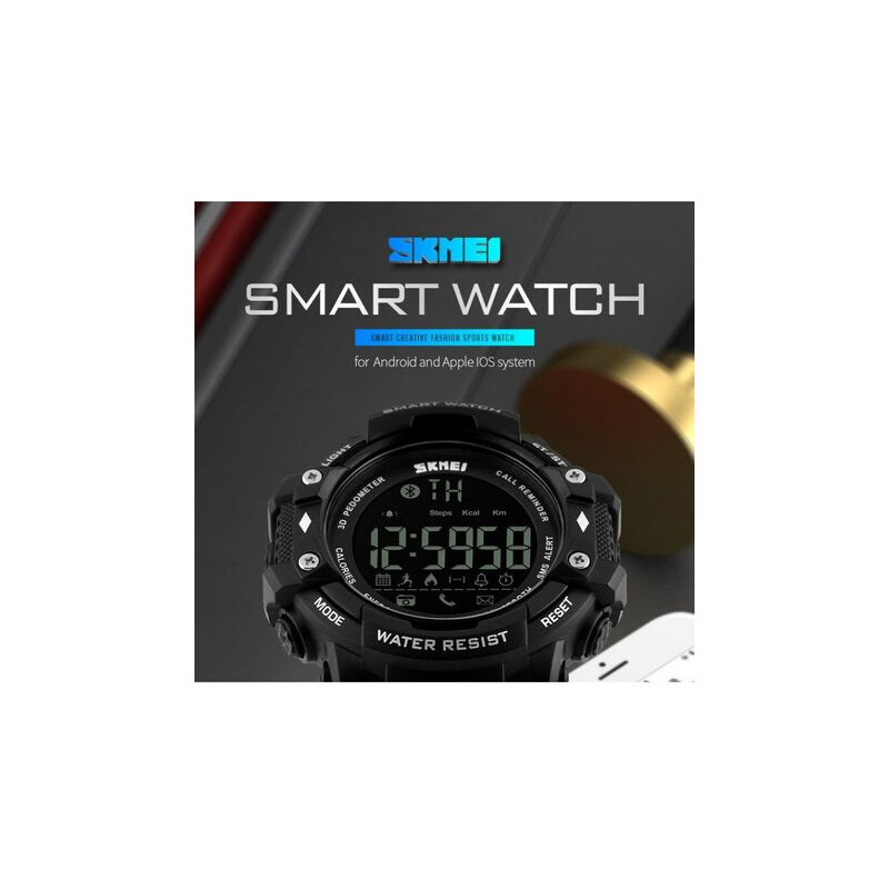 Ceas Smartwatch Barbati, Skmei 1227, Militar, Digital, Sport, Army, Cronograf, Registru apeluri, Calorii, Pasi, Distanta, Monitorizare Calorii