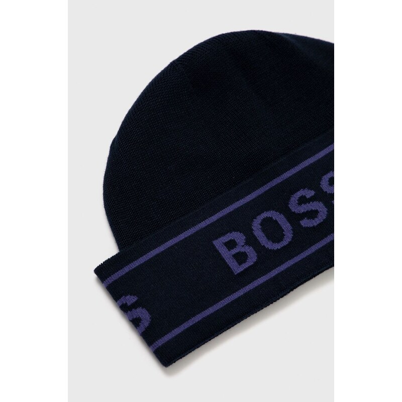 Boss Pălărie si Eșarfă culoarea albastru marin