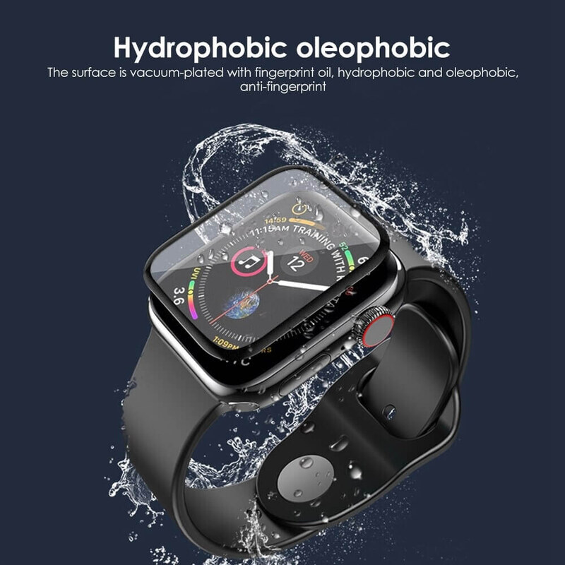 OLBO Folie din sticla curbata compatibila cu Apple Watch seria 4 5 6 SE 44mm