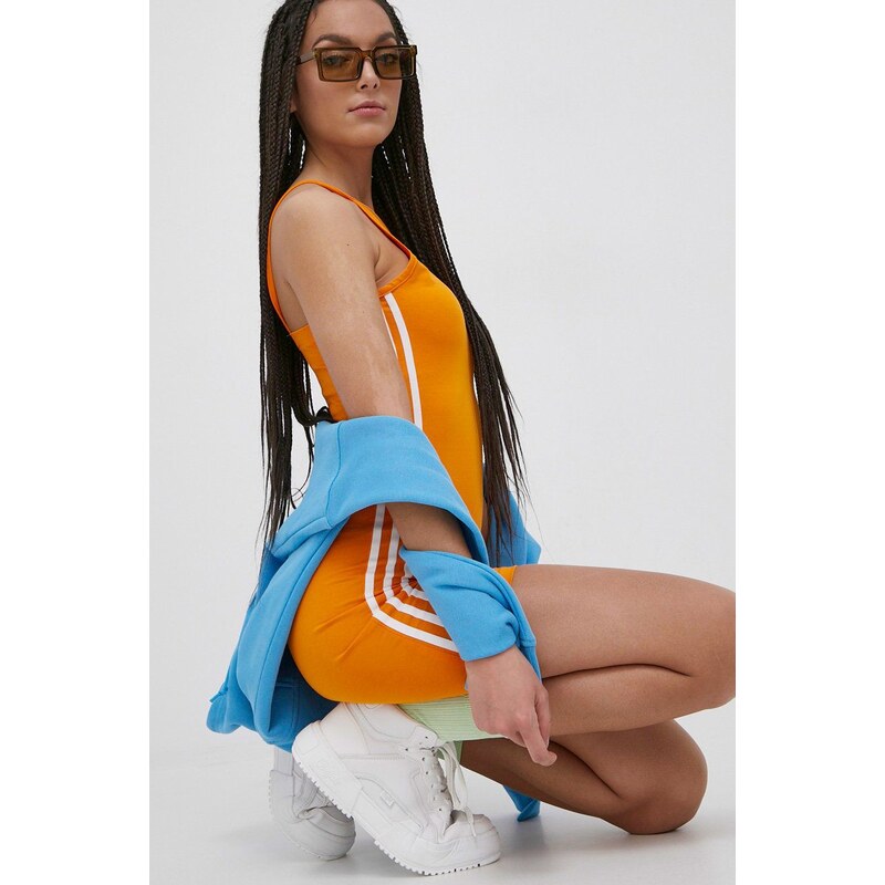 adidas Originals rochie Adicolor HC2046 culoarea portocaliu, mini, mulata HC2046-BORANG