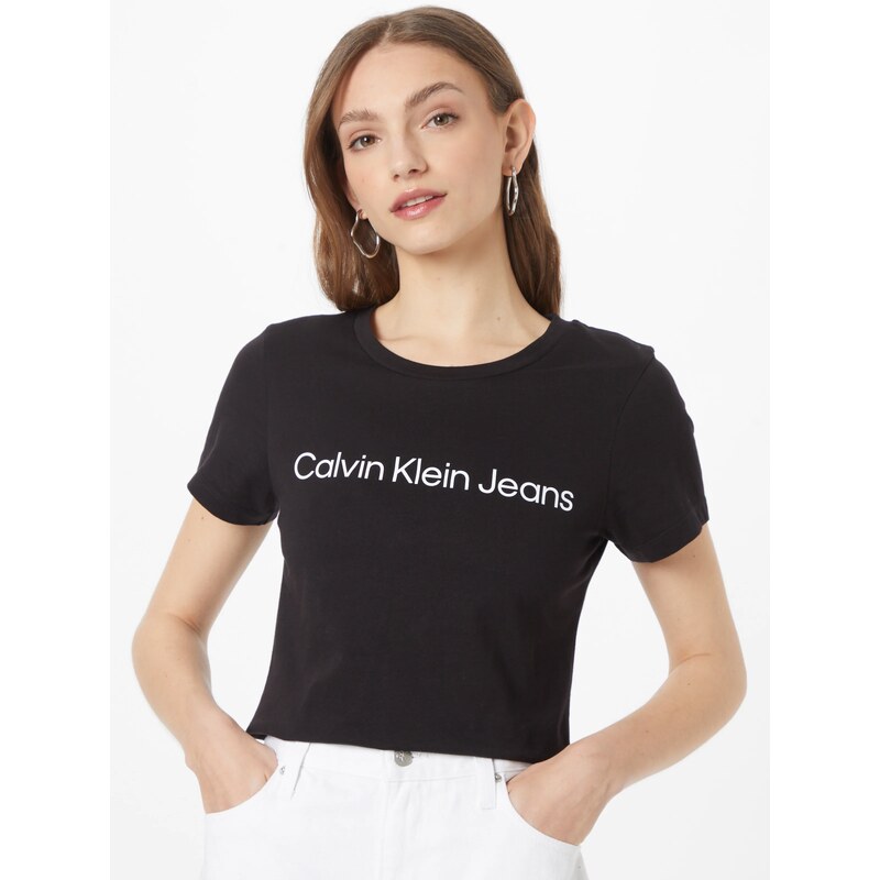 Calvin Klein Jeans Tricou negru / alb