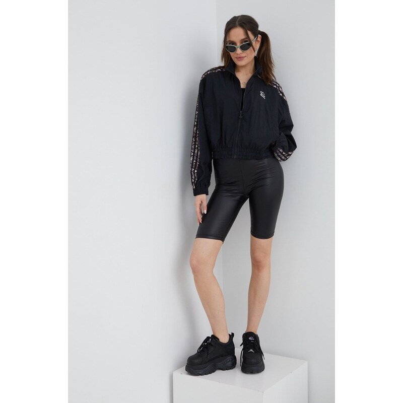 adidas Originals geacă HT5987 femei, culoarea negru, de tranziție, oversize HT5987-BLACK