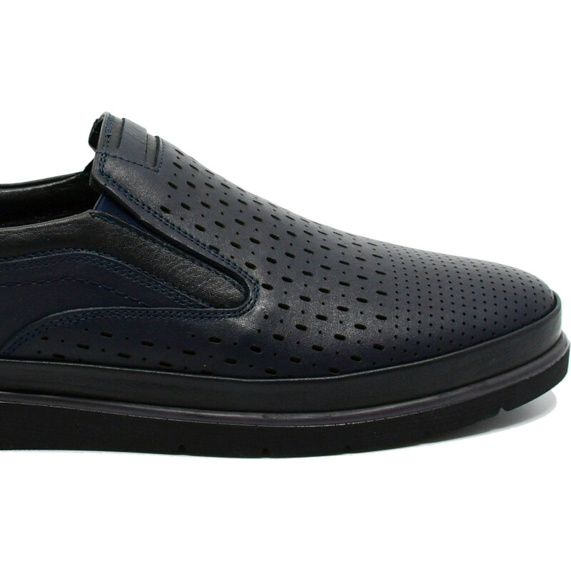 Ridge Pantofi barbati bleumarin inchis, fara siret, din piele naturala TR461BL