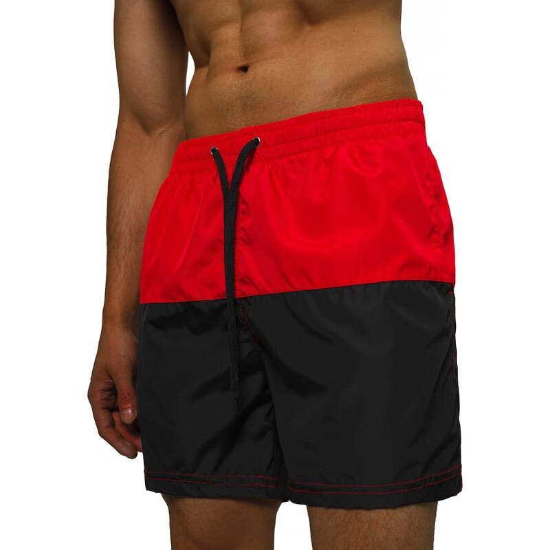 Pantaloni scurti de baie bărbați rosii-negri OZONEE JS/HM067