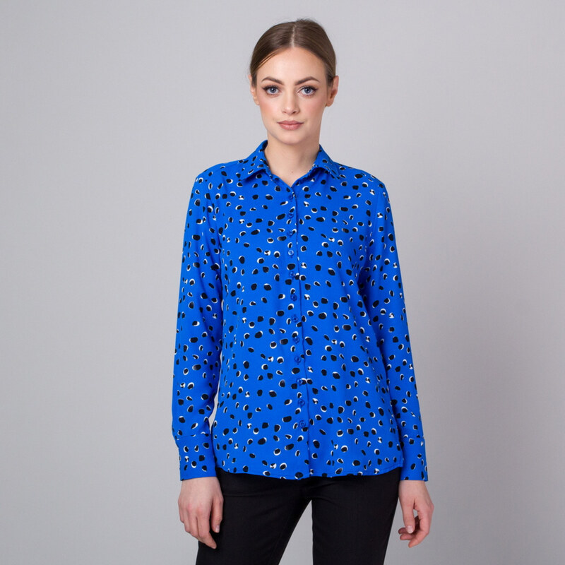 Femei albastru cămașă cu mânecă lungă Willsoor geometric 13750