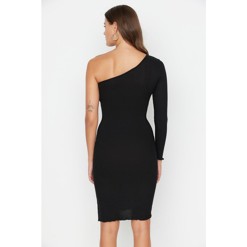 Trendyol Black Camisole Bodycon Ribbed Knitted Dress