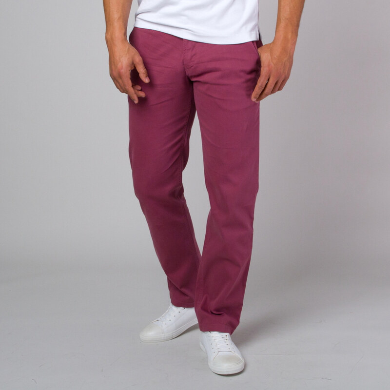 Pantaloni bărbătești Chinos de culoare roșie, cu model neted 13368