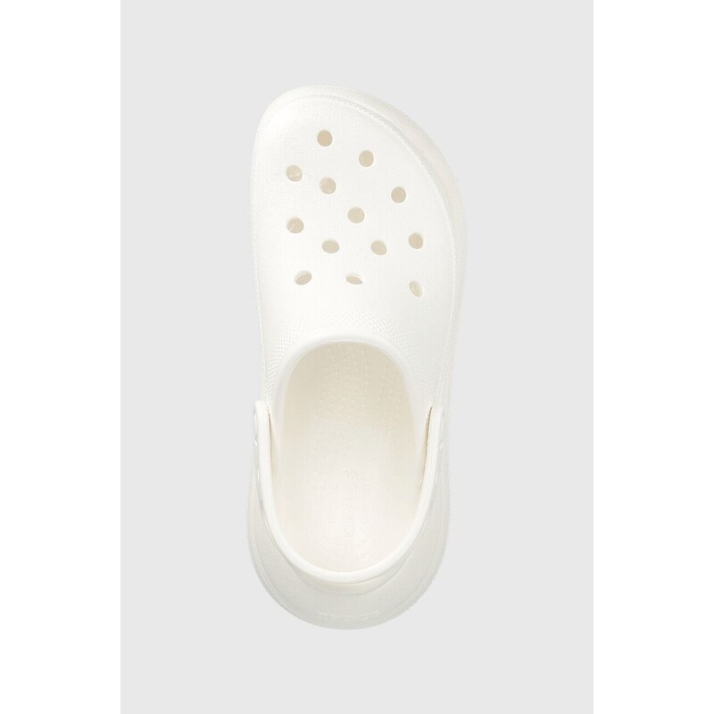Crocs papuci Classic Crush Clog femei, culoarea alb, cu platformă 207521