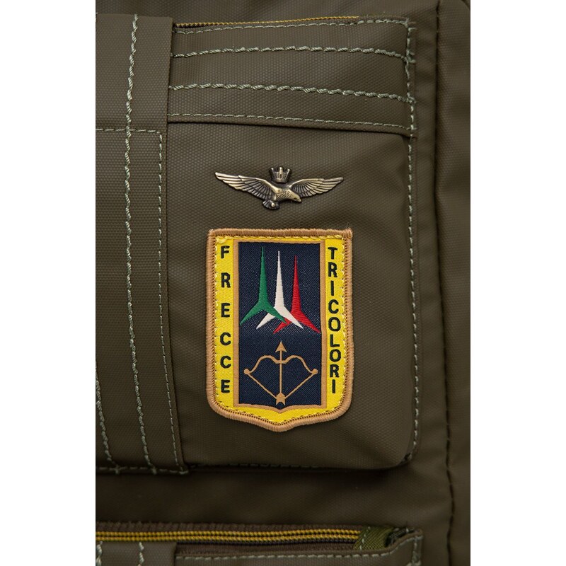 Aeronautica Militare rucsac barbati, culoarea verde, mare, neted