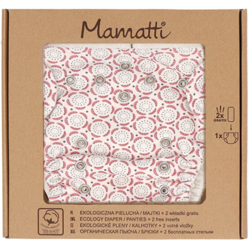 Mamatti Set scutece pânză EKO - chiloți + 2 x scutec, mărimea. 3 - 8 kg, Rosette