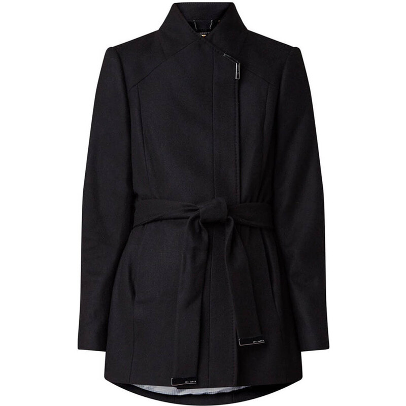 TED BAKER Palton Rosess Short Belted Wool Wrap 249308 black