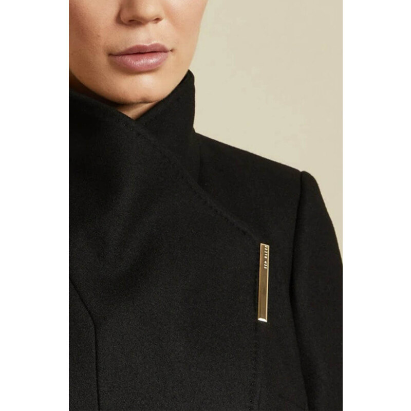 TED BAKER Palton Rosess Short Belted Wool Wrap 249308 black