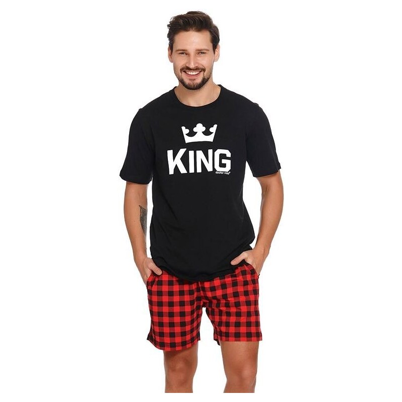 DN Nightwear Pijama scurtă pentru bărbați King negru