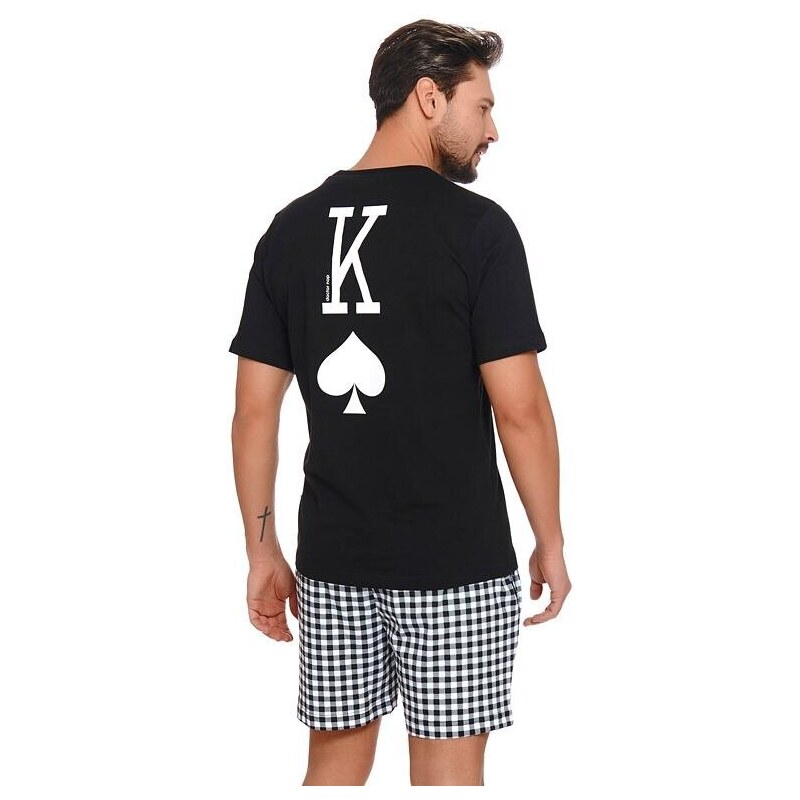 DN Nightwear Pijama scurtă pentru bărbați King of spades neagră