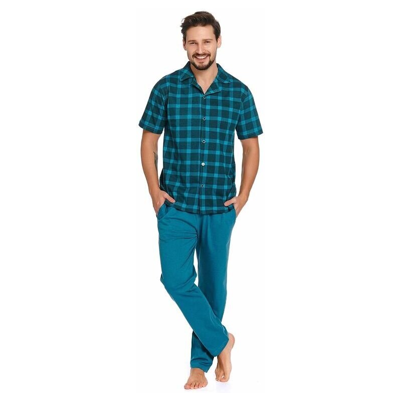 DN Nightwear Pijama pentru bărbați Luke albastră cu carouri