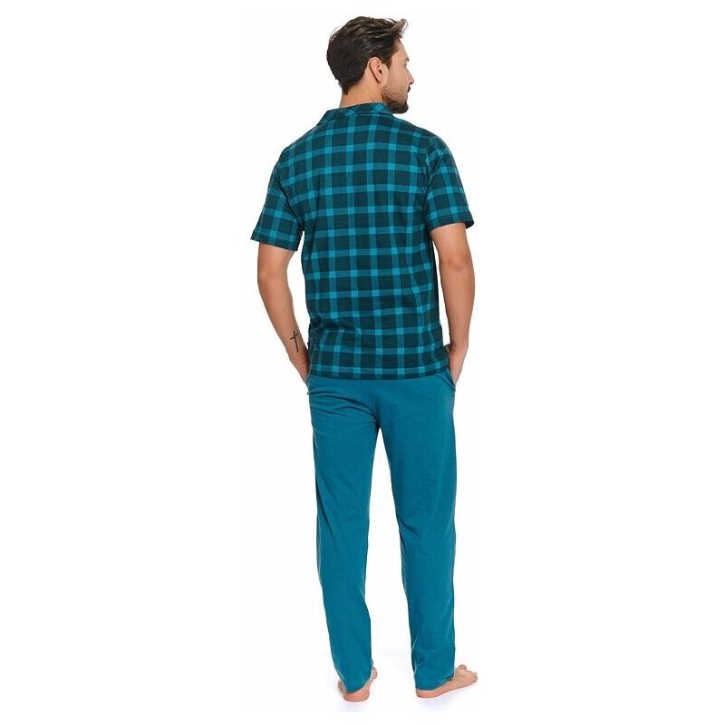 DN Nightwear Pijama pentru bărbați Luke albastră cu carouri