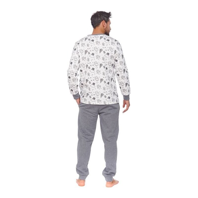 DN Nightwear Pijamale pentru bărbați Snowman alb