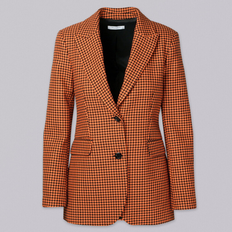 Willsoor Sacou de damă pentru costum, portocaliu cu model pepito negru 14461
