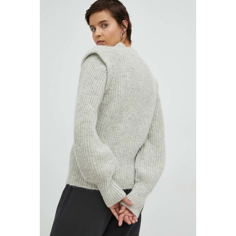 Bruuns Bazaar cardigan din lana femei, culoarea gri, light