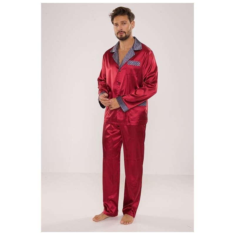 De Lafense Pijamale bărbați din satin Adam vișiniu