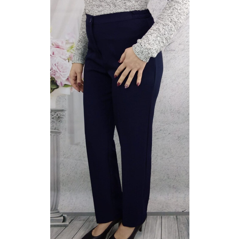 Pantaloni bleumarin dama cu elastic in talie - P021