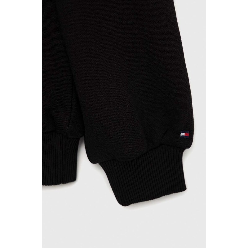 Tommy Hilfiger bluza copii culoarea negru, cu glugă, cu imprimeu