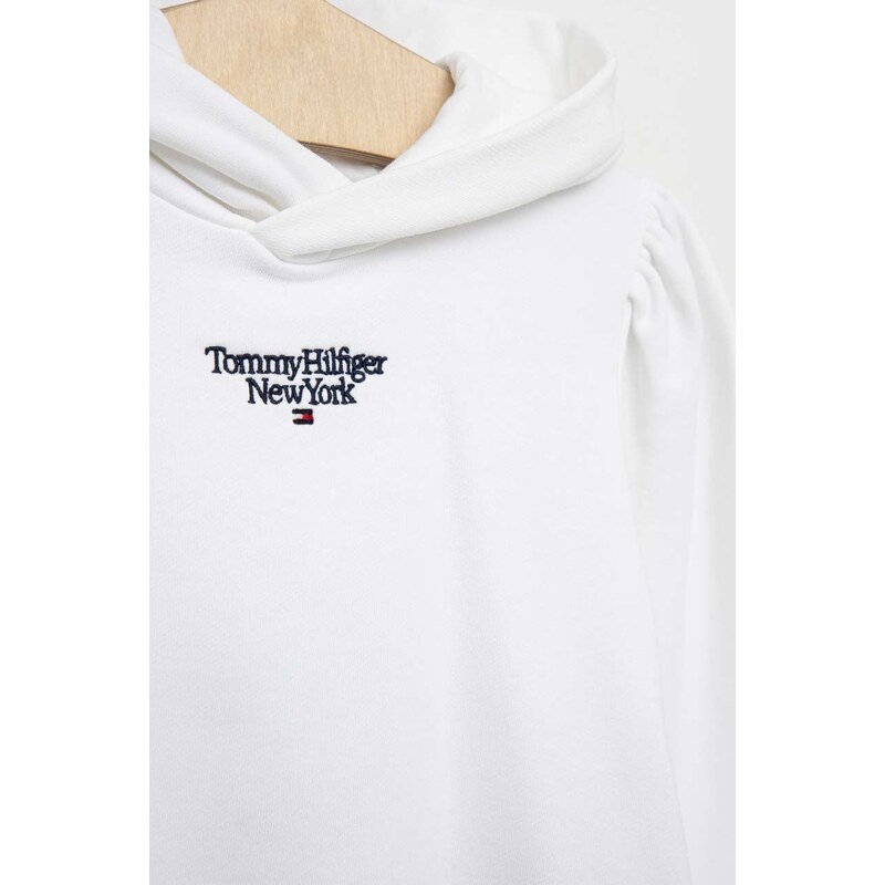 Tommy Hilfiger bluza copii culoarea alb, cu glugă, cu imprimeu