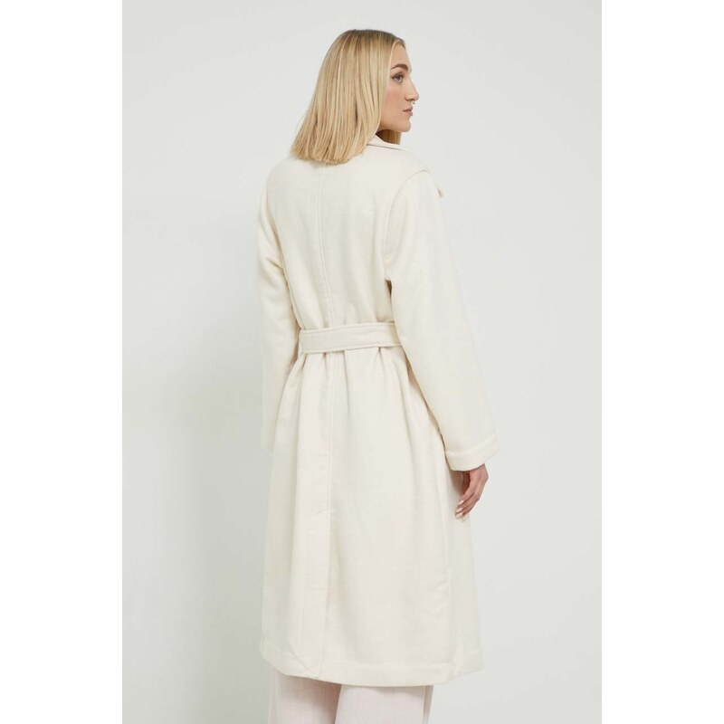 Abercrombie & Fitch palton din lana culoarea bej, de tranzitie, desfacut