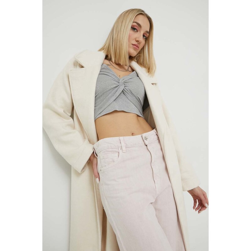 Abercrombie & Fitch palton din lana culoarea bej, de tranzitie, desfacut