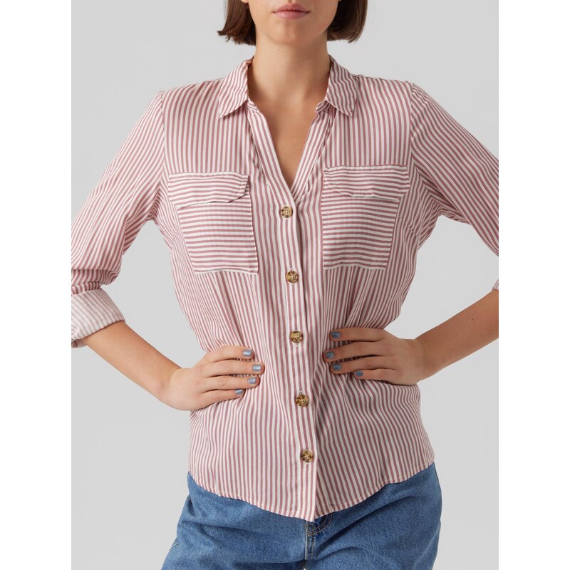 VERO MODA Bluză 'VMBumpy' roz pal / alb