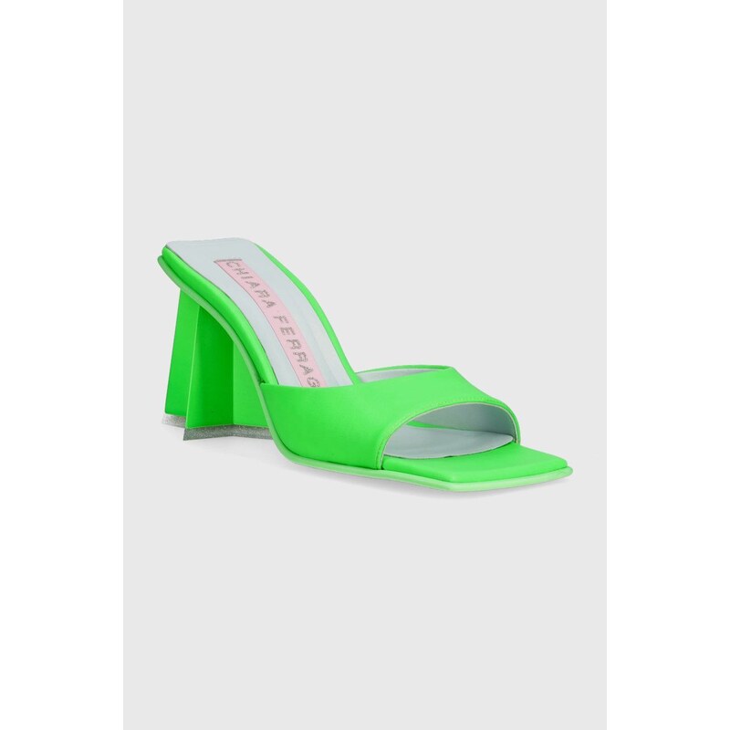 Chiara Ferragni papuci CF3132_041 femei, culoarea verde, cu toc drept, CF STAR HEEL 85