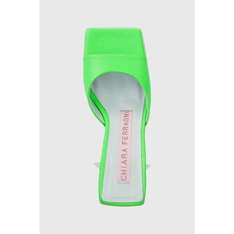 Chiara Ferragni papuci CF3132_041 femei, culoarea verde, cu toc drept, CF STAR HEEL 85