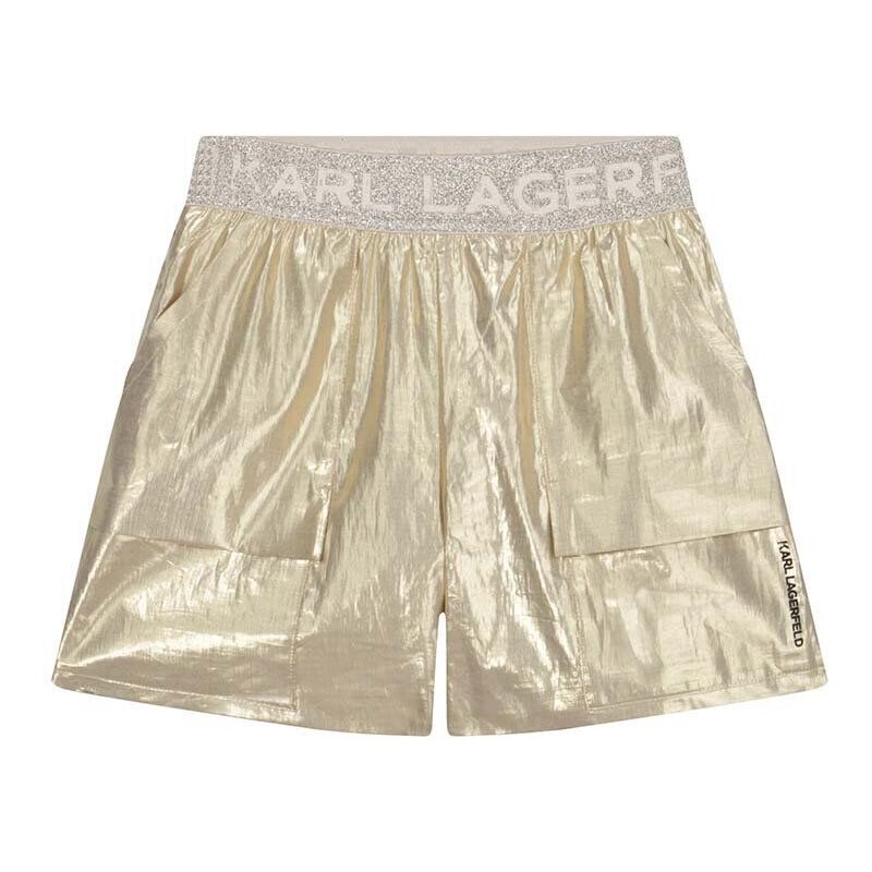 Karl Lagerfeld pantaloni scurti copii culoarea auriu, neted