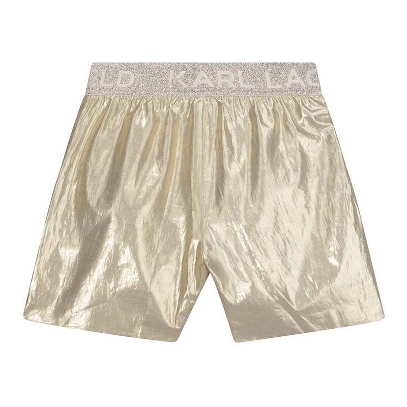 Karl Lagerfeld pantaloni scurti copii culoarea auriu, neted