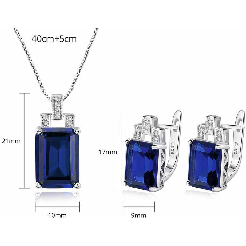 ArgintBoutique Set Cercei si Lantisor Din Argint S925 Zirconiu BLUE SAPPHIRE Set384E