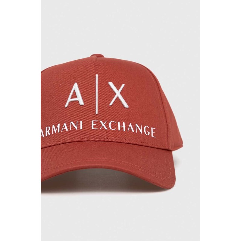 Armani Exchange șapcă din bumbac culoarea portocaliu, cu imprimeu