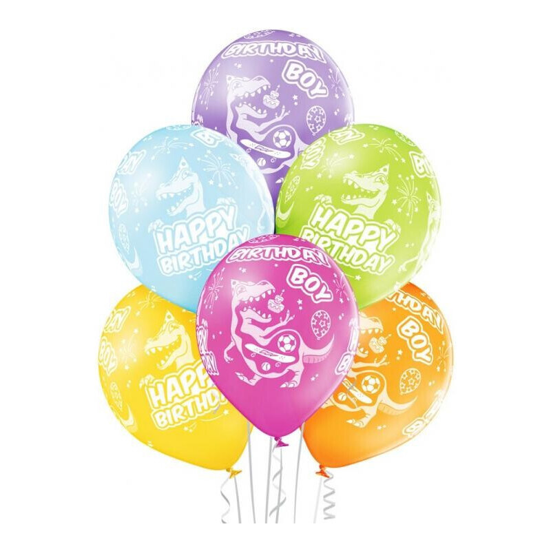 La mulți ani Dinosaur Băiat de ziua de naștere balon, set de 6 bucăți de 12 inch (30 cm)