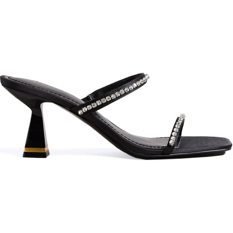 TED BAKER Mules Rinita Diamante Satin Mule Heel Sandal 70Mm 267692 black