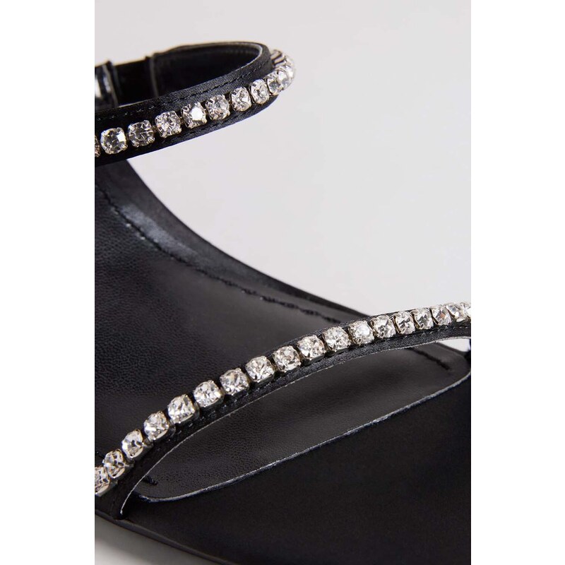 TED BAKER Mules Rinita Diamante Satin Mule Heel Sandal 70Mm 267692 black