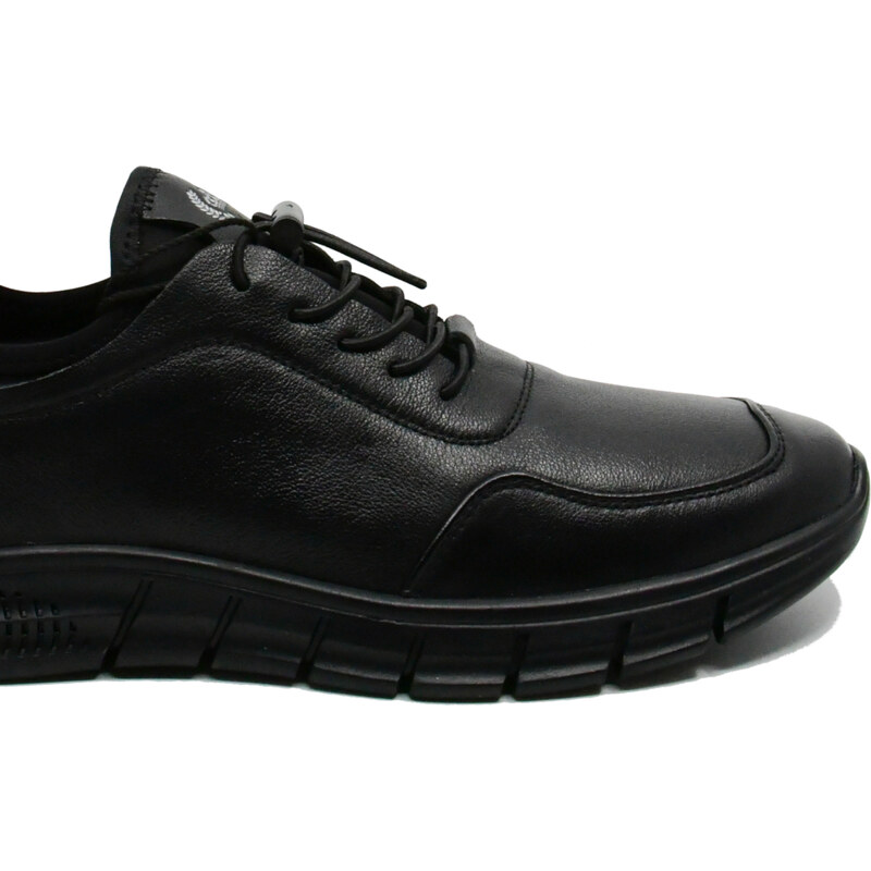 Pantofi sport Franco Gerardo negri din piele naturala cu granulatii FNX9015