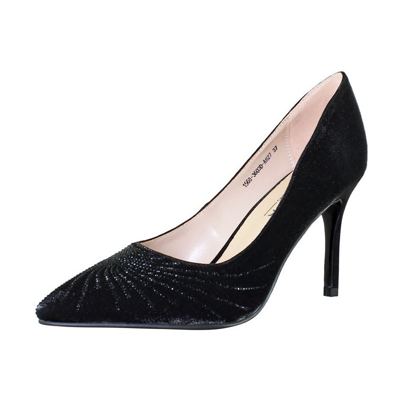 Pantofi dama, Epica, B01568-3603D-A827-01-F-Negru, elegant, textil, cu toc, negru (Marime: 40)