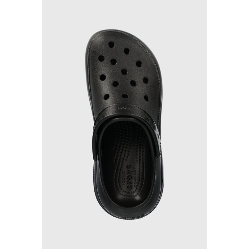 Crocs papuci Classic Mega Crush Clog femei, culoarea negru, cu platformă 207988