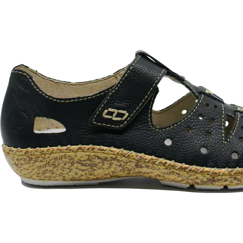 Pantofi comozi cu decupaje Rieker bleumarin din piele naturala RIK44852-14