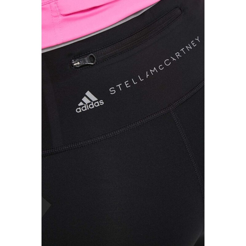 adidas by Stella McCartney pantaloni scurți de alergare TruePace culoarea negru, cu imprimeu, high waist