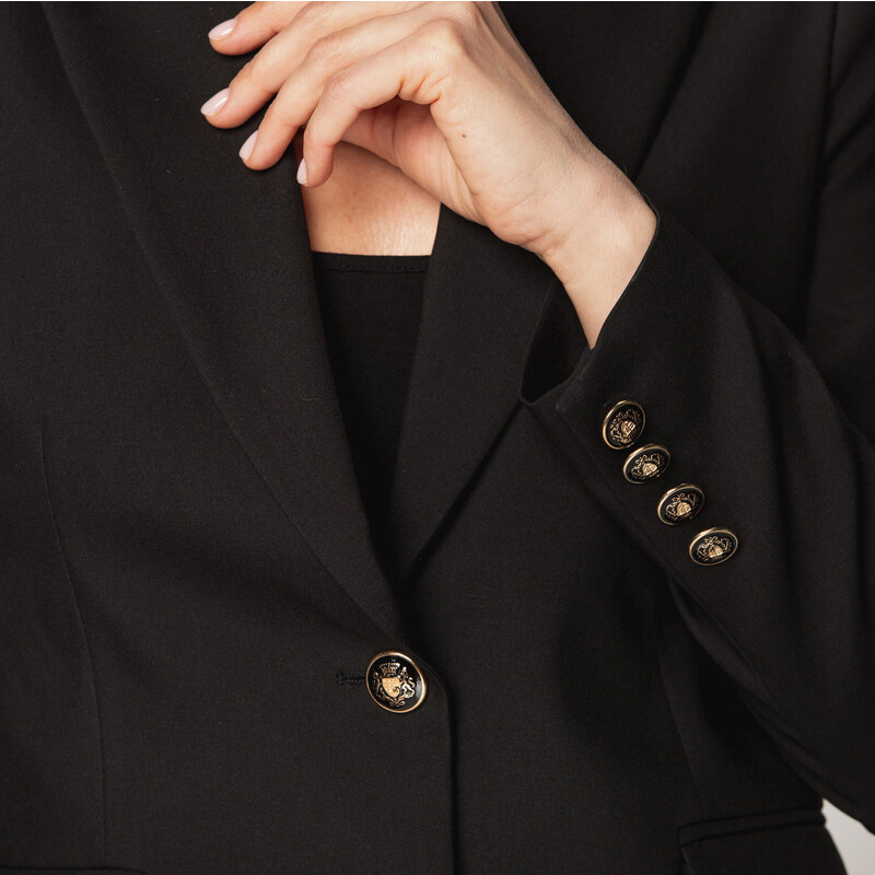 Willsoor Sacou elegant pentru femei negru cu model fin 15054