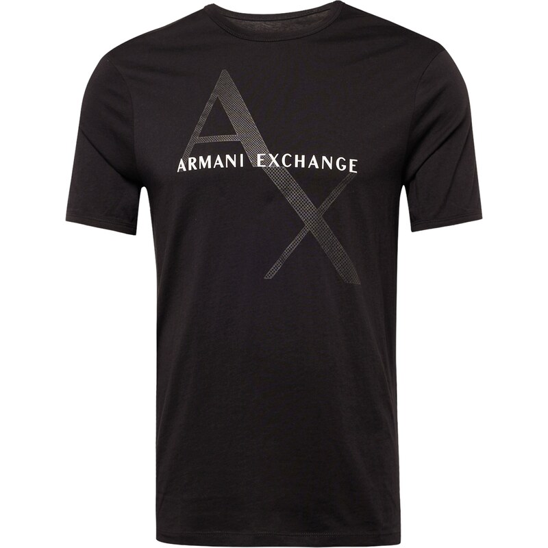ARMANI EXCHANGE Tricou negru / alb