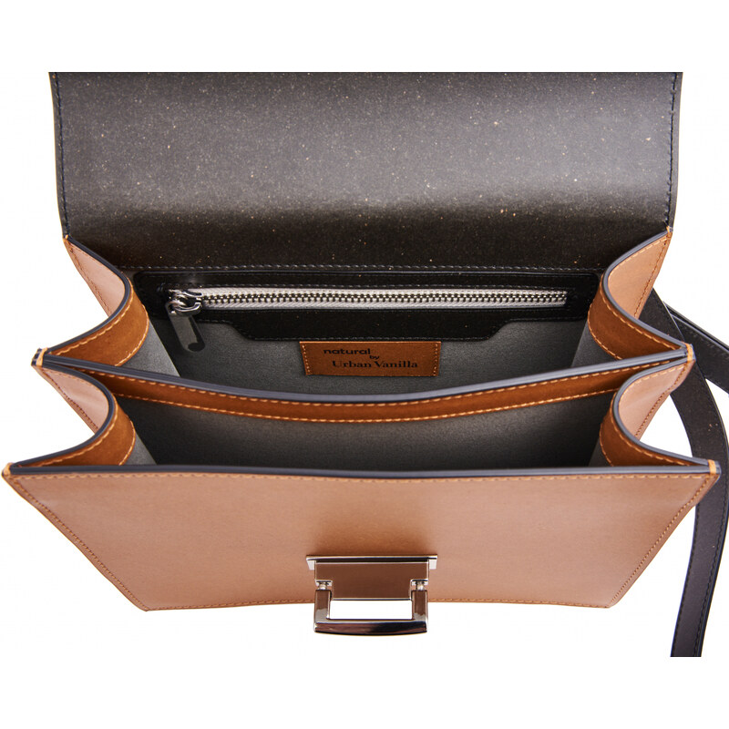 Pachet Geanta STAR Natural by Urban Vanilla, din piele naturala reciclata maro + Port card